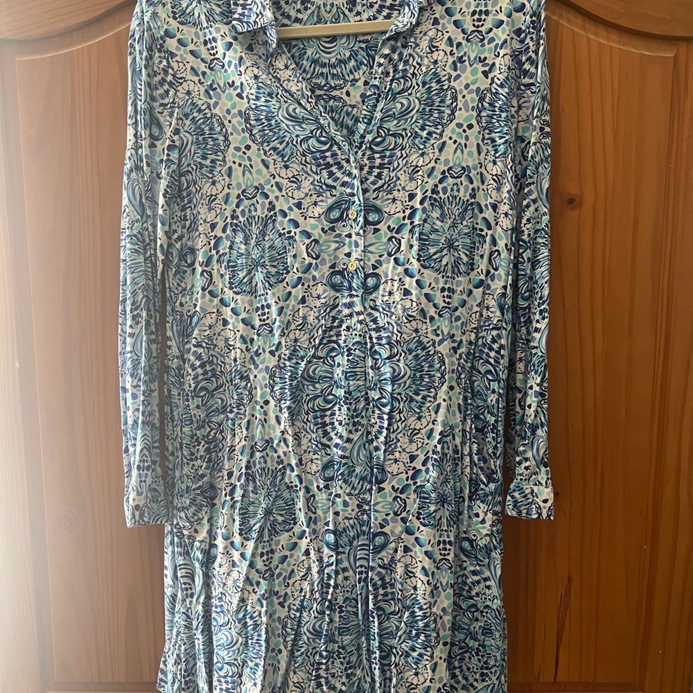 Lilly Pulitzer Blue and White Floral Dress
